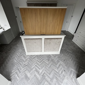 White And Grey Herringbone Flooring 